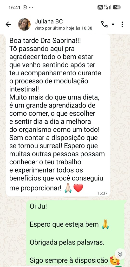 Depoimento de paciente da Dra. Sabrina Tesser